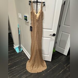 La Femme Gold Sequin Gown